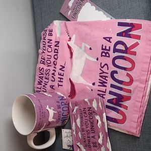 Unicorn Mug Kitchen Dish Towel Coin Purse Magnetic List Notepad Paper Gift Set